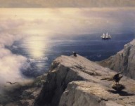 Ivan Aivazovsky，A Rocky Coastal Landscape_in_the Aegean with Ships in the Distance