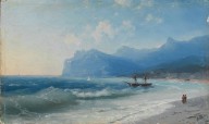 ivan konstantinovich aivazovsky，the beach at koktebel on a windy day 
